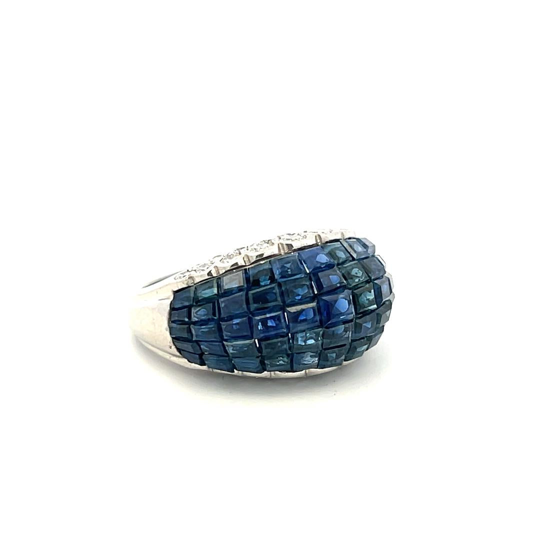 Oscar Heyman Platinum Cocktail Ring 1.19ct Round Diamond 26ct Sapphire Size 6.75