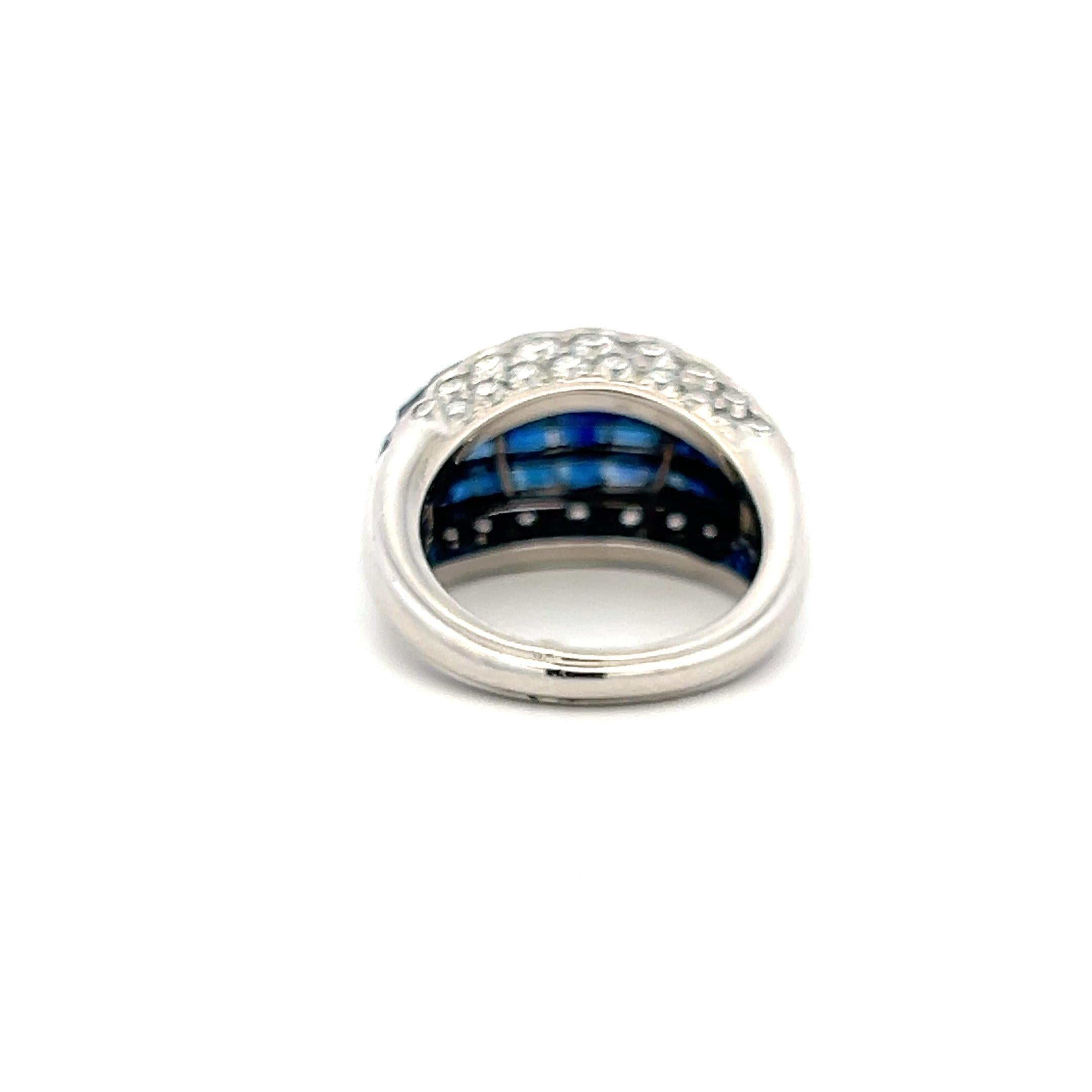 Oscar Heyman Platinum Cocktail Ring 1.19ct Round Diamond 26ct Sapphire Size 6.75