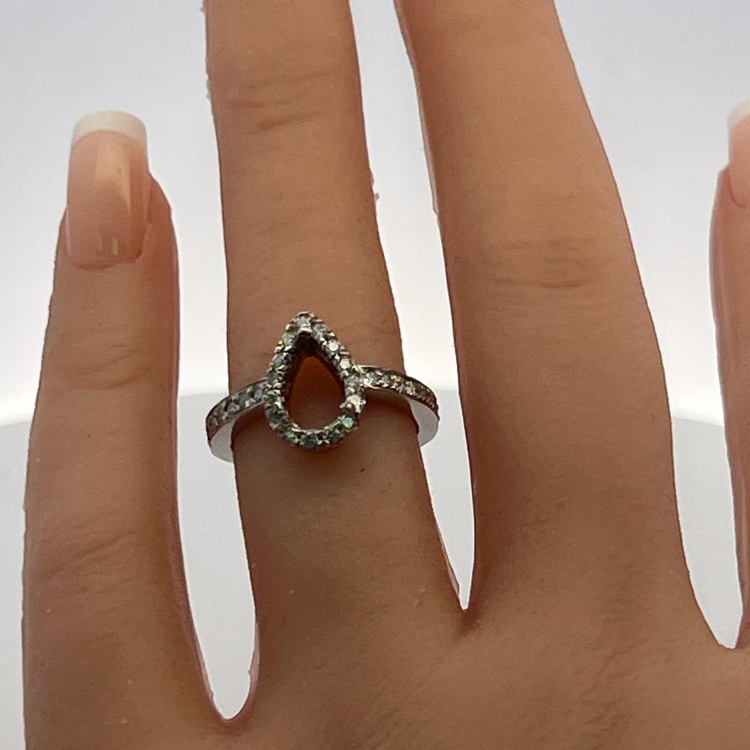 14K WG Semi Mount Ring 0.35 Ct Round I SI Diamonds Fits 8.83*5.52mm 1.07ct