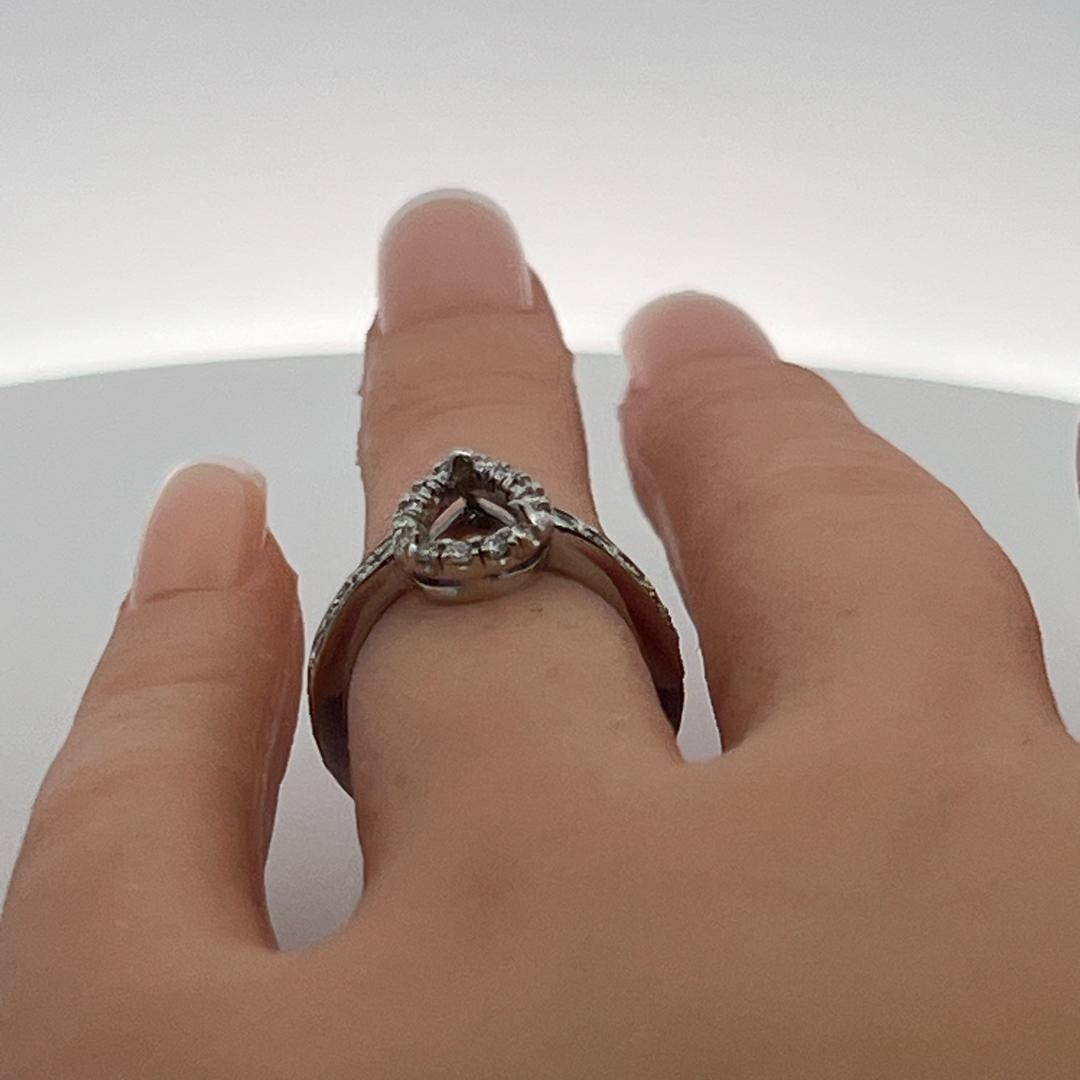 14K WG Semi Mount Ring 0.35 Ct Round I SI Diamonds Fits 8.83*5.52mm 1.07ct
