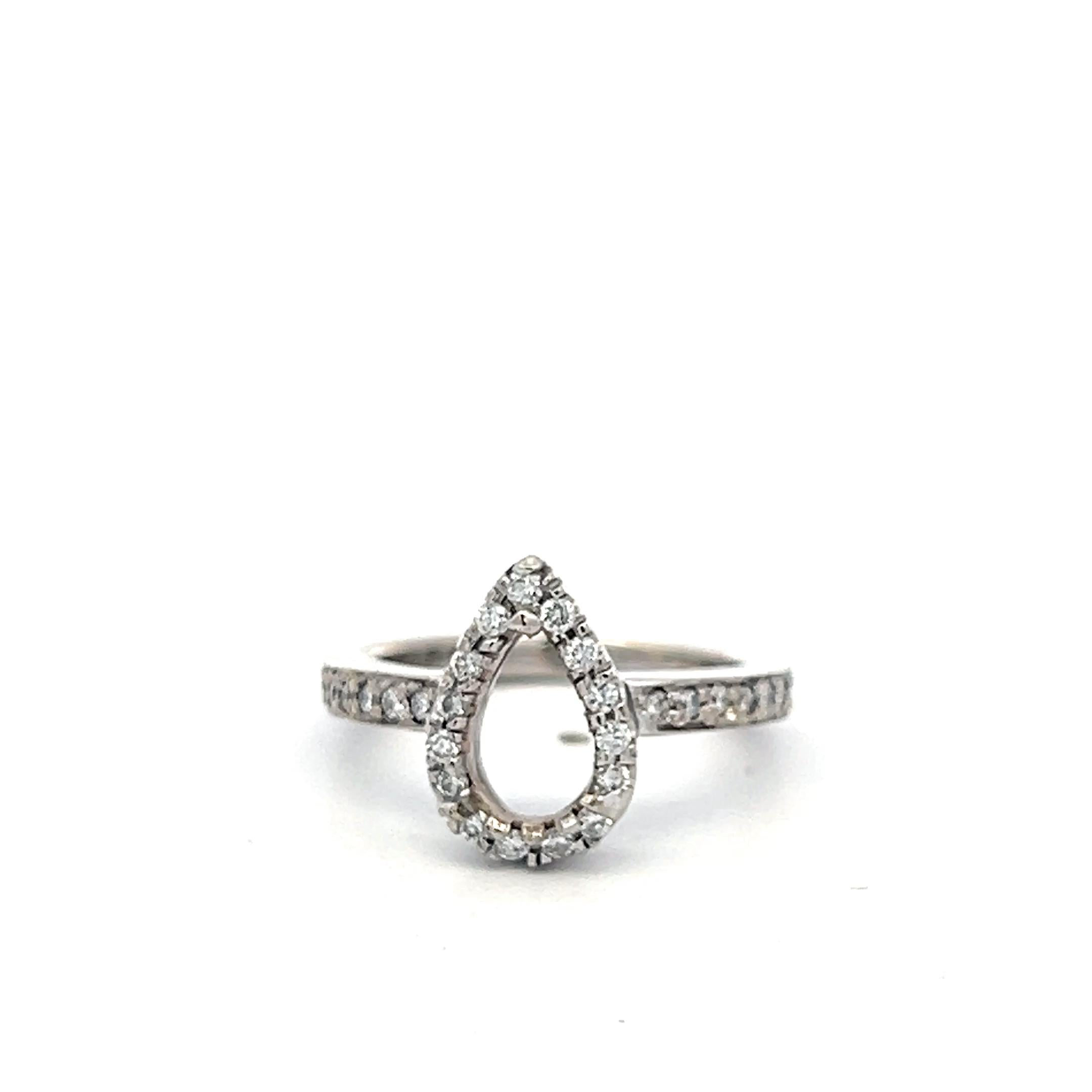 14K WG Semi Mount Ring 0.35 Ct Round I SI Diamonds Fits 8.83*5.52mm 1.07ct