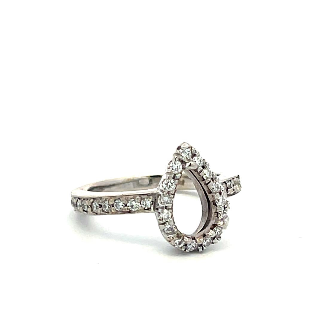 14K WG Semi Mount Ring 0.35 Ct Round I SI Diamonds Fits 8.83*5.52mm 1.07ct