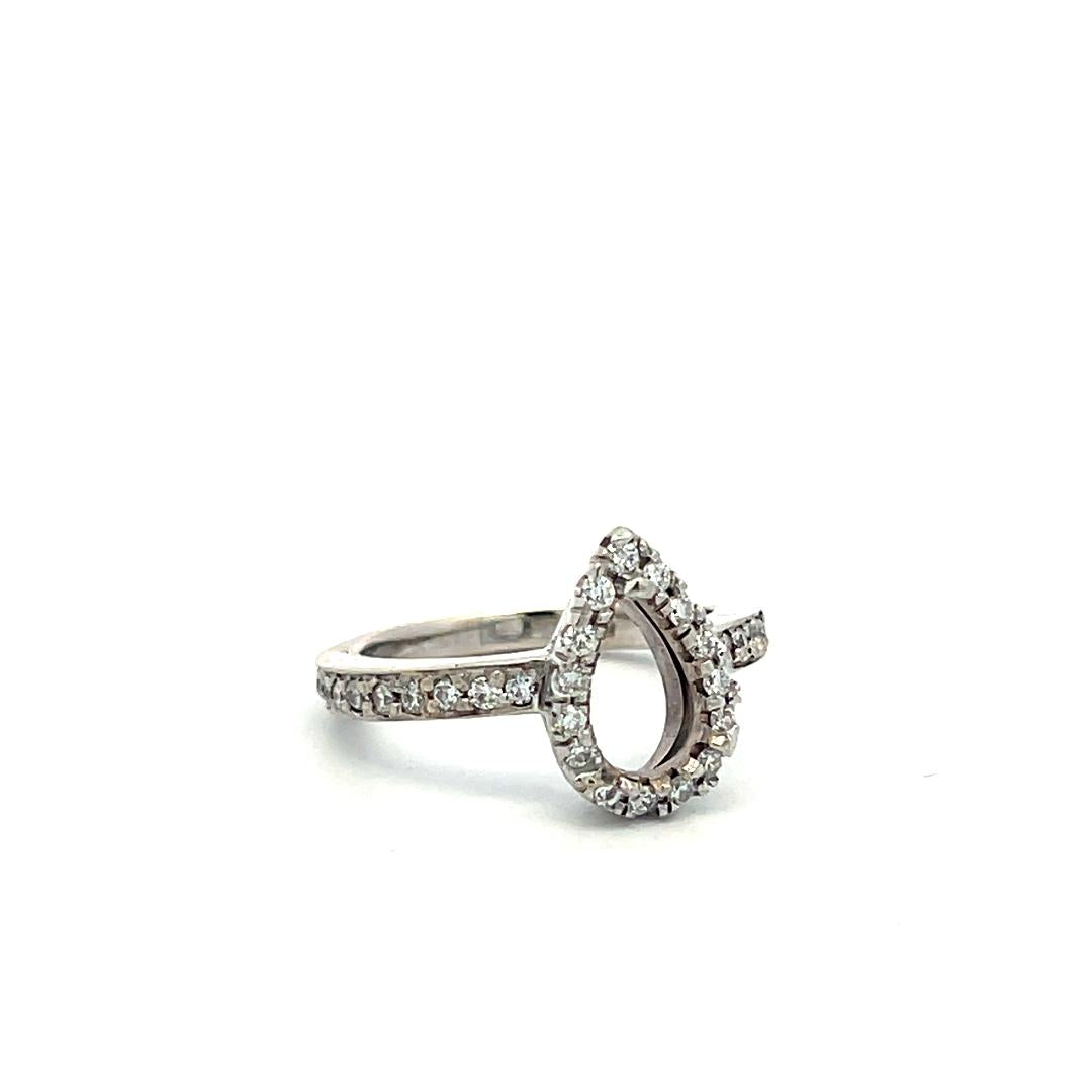 14K WG Semi Mount Ring 0.35 Ct Round I SI Diamonds Fits 8.83*5.52mm 1.07ct