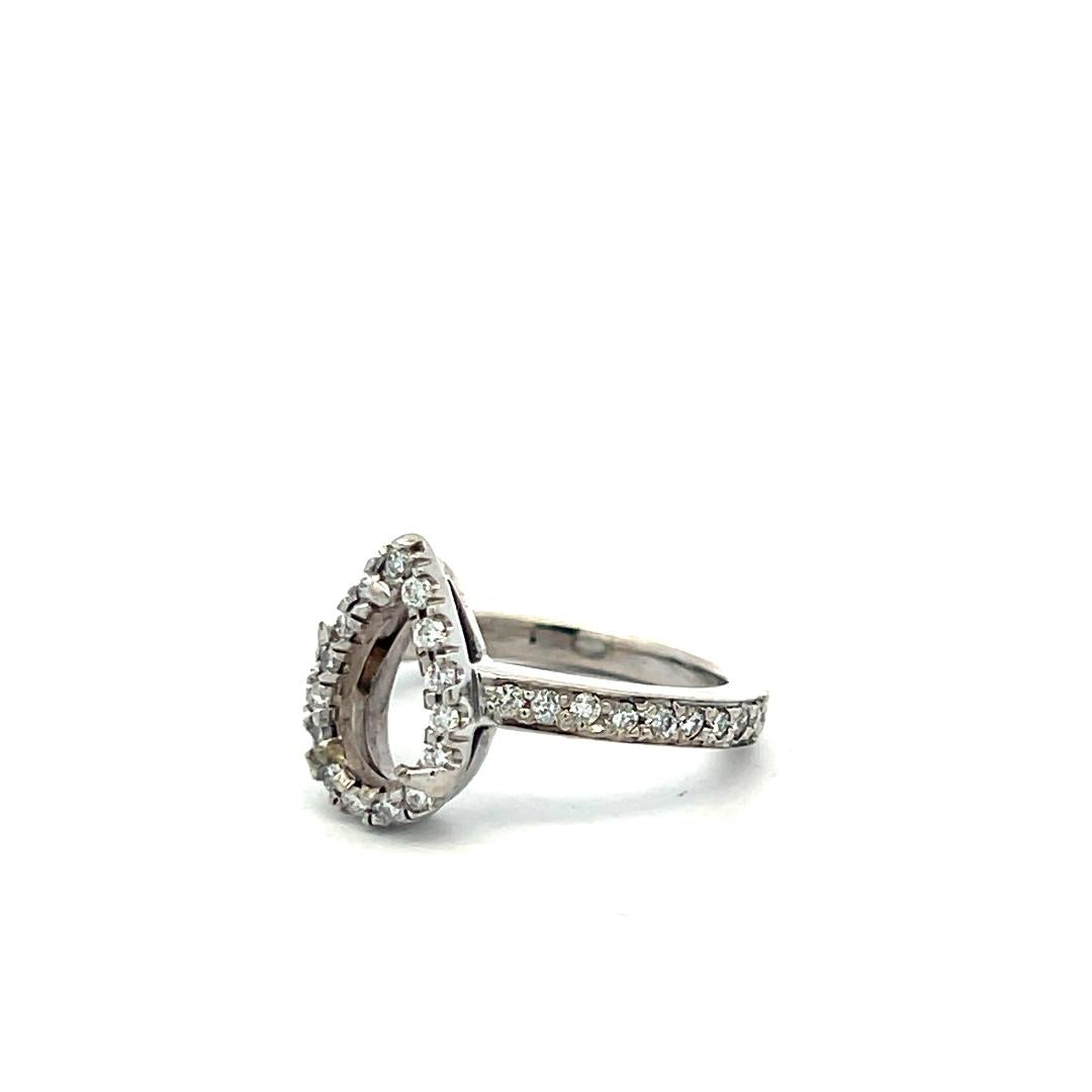 14K WG Semi Mount Ring 0.35 Ct Round I SI Diamonds Fits 8.83*5.52mm 1.07ct