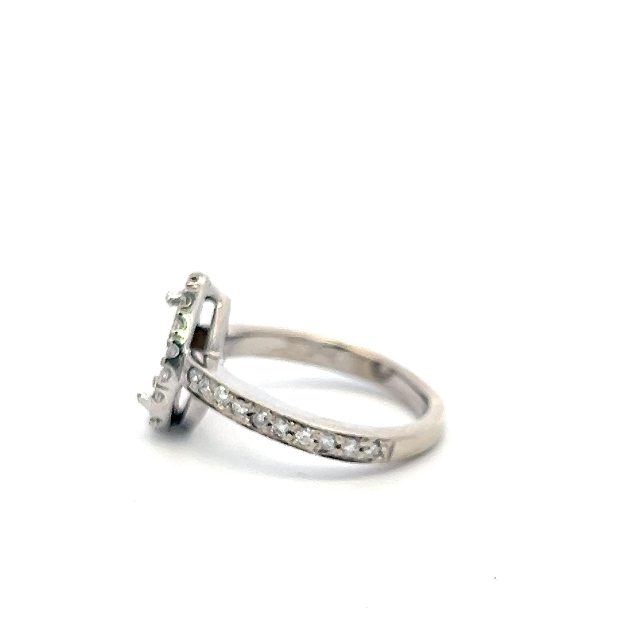 14K WG Semi Mount Ring 0.35 Ct Round I SI Diamonds Fits 8.83*5.52mm 1.07ct