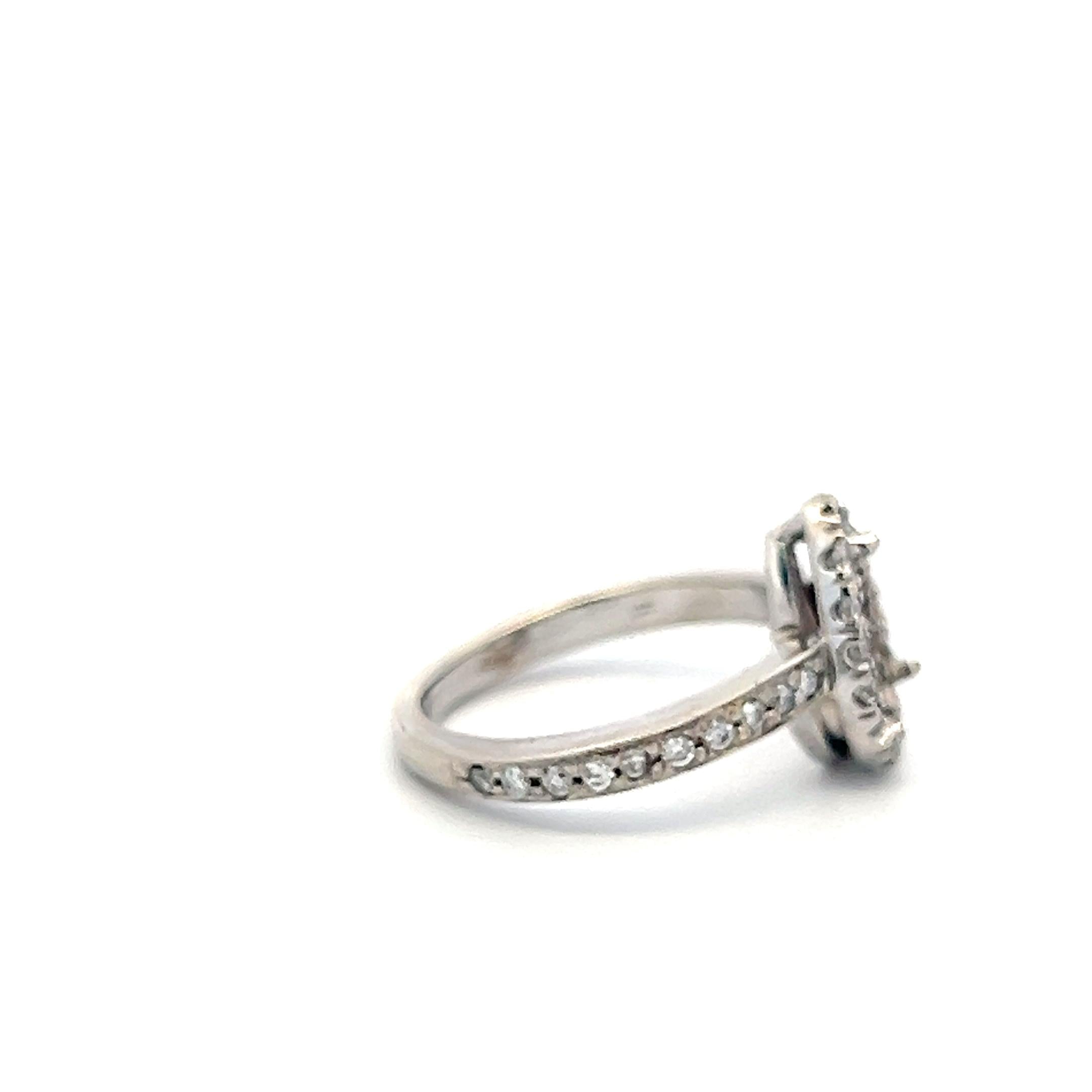 14K WG Semi Mount Ring 0.35 Ct Round I SI Diamonds Fits 8.83*5.52mm 1.07ct
