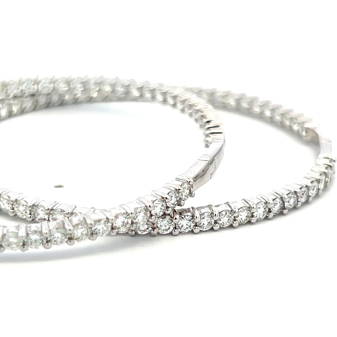 Vintage 18K White Gold Hoop Earrings with 7 Carat Round G-VS Diamonds 26.6 Grams