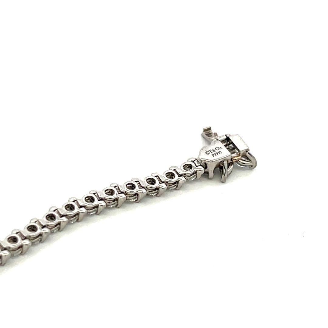 Tiffany & Co Platinum Tennis Bracelet with 3.08 Ct Round Marquis F VS Diamonds