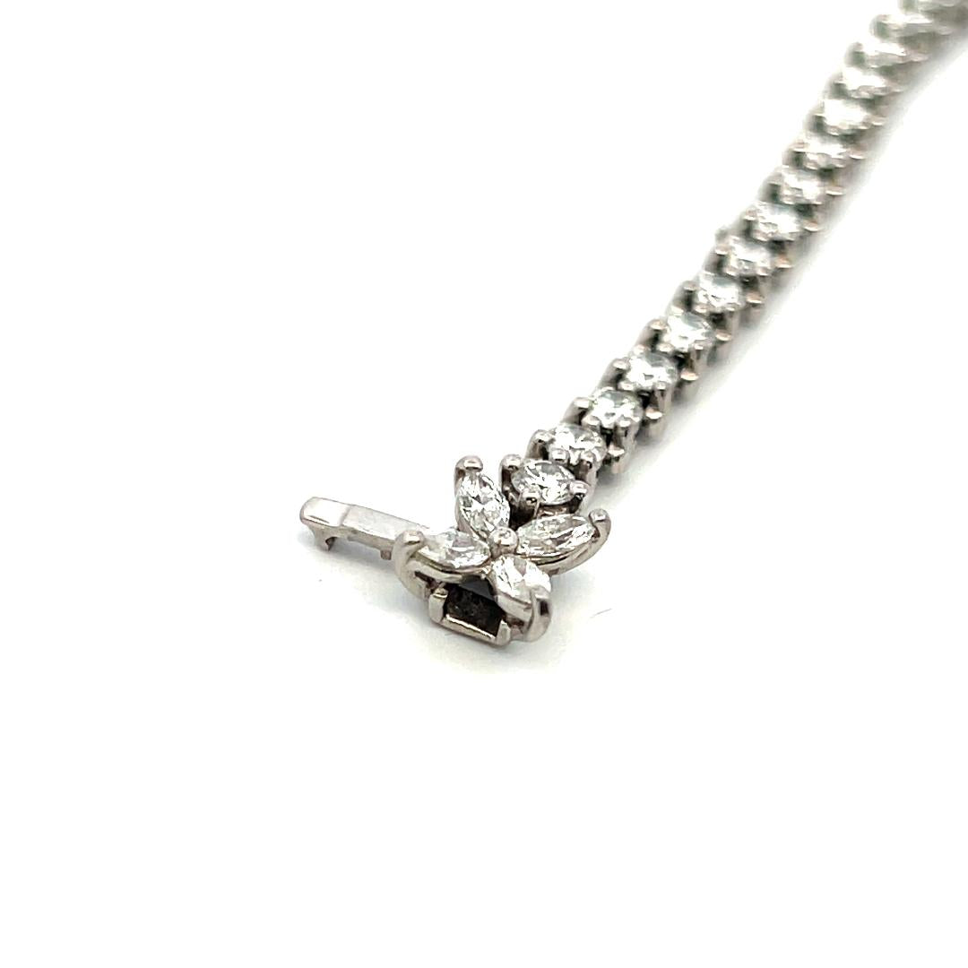 Tiffany & Co Platinum Tennis Bracelet with 3.08 Ct Round Marquis F VS Diamonds