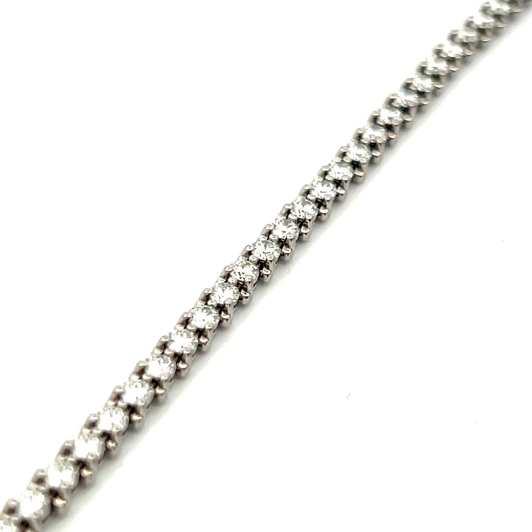 Tiffany & Co Platinum Tennis Bracelet with 3.08 Ct Round Marquis F VS Diamonds