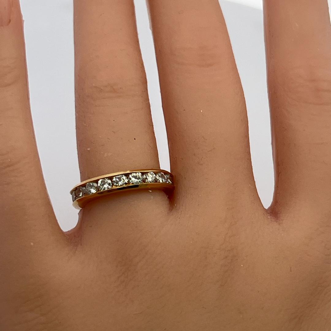 18K Yellow Gold Eternity Band Ring with 2.5 Carat Round H VS Diamonds Size 6.5