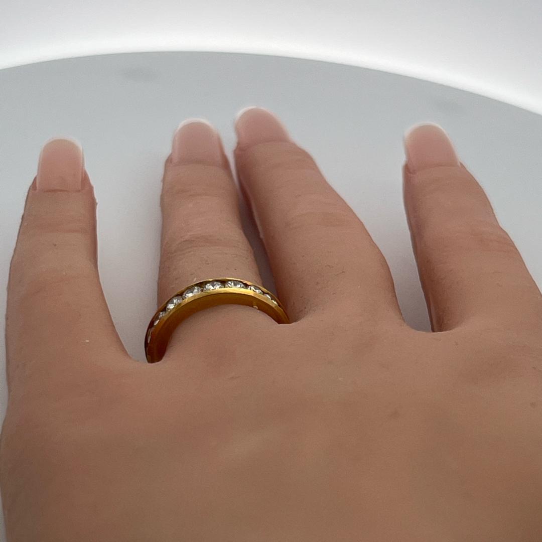 18K Yellow Gold Eternity Band Ring with 2.5 Carat Round H VS Diamonds Size 6.5