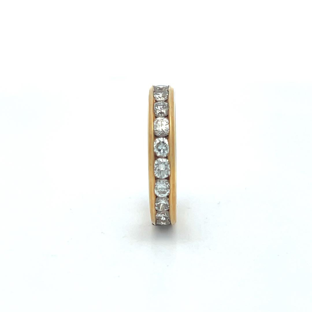 18K Yellow Gold Eternity Band Ring with 2.5 Carat Round H VS Diamonds Size 6.5