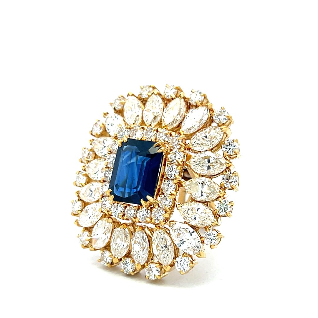 18K YG Clip On Earrings with 18.34 Ct Round & Marquis Diamonds 7.75 Ct Sapphire