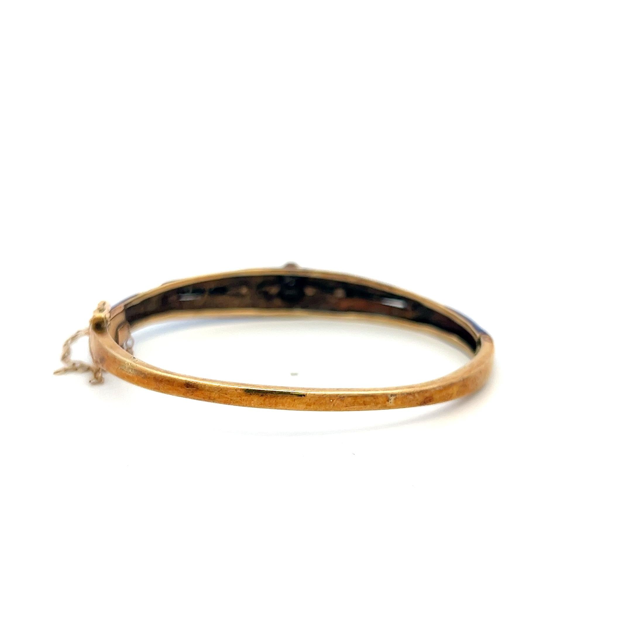 Vintage 14K Yellow Gold Bangle Bracelet with 0.2 Carat Round I SI Diamonds 17g