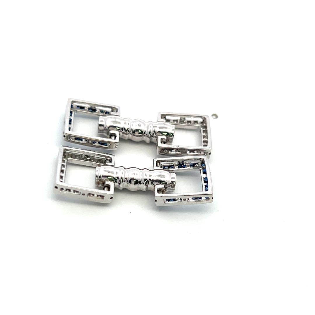 Platinum Fixed Back Cufflinks with 0.4ct Round G VS Diamonds & 0.42ct Sapphires