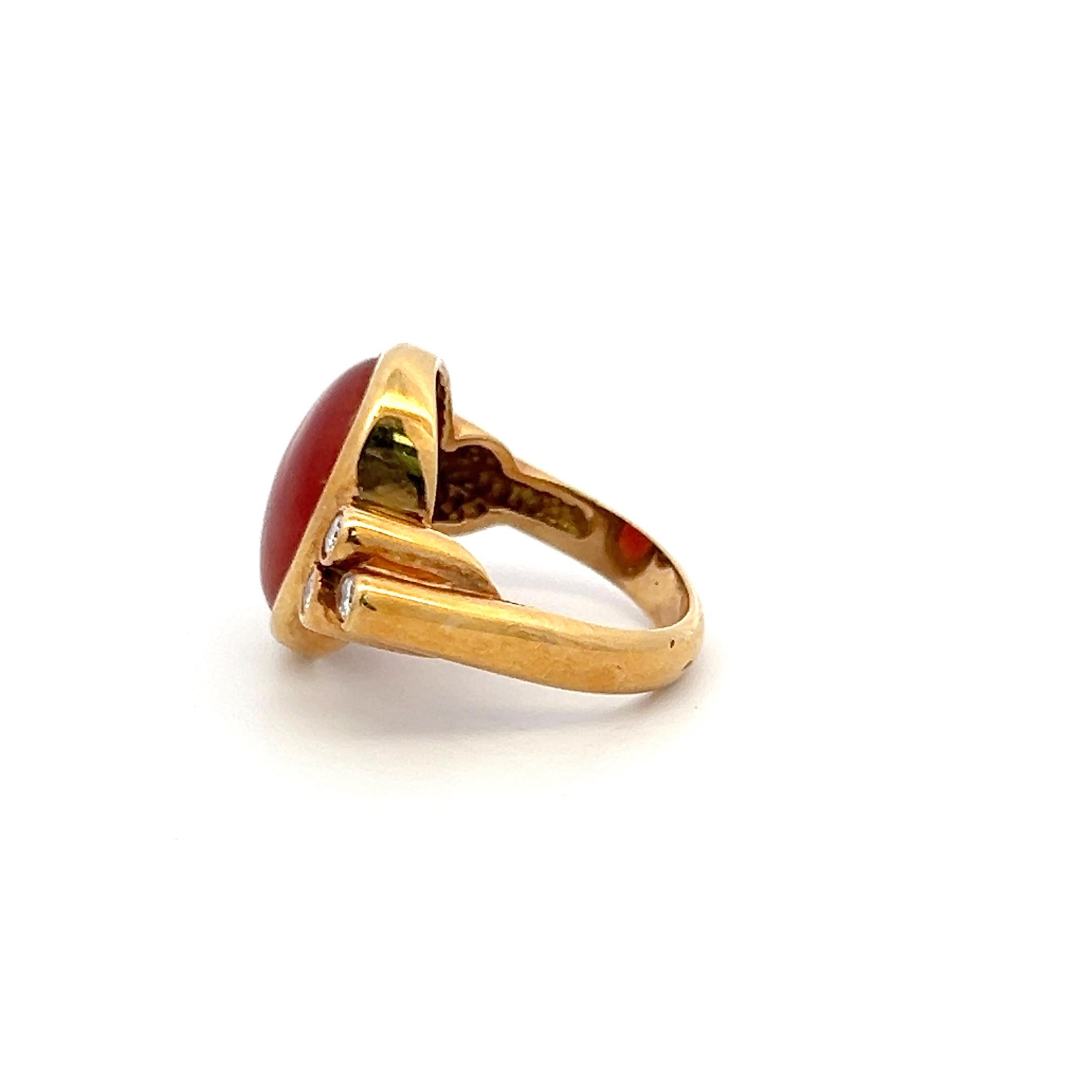 18K YG Cocktail Ring with 0.3 Ct Round Diamonds & 14.4-9.6mm Fire Opal Size 6.25