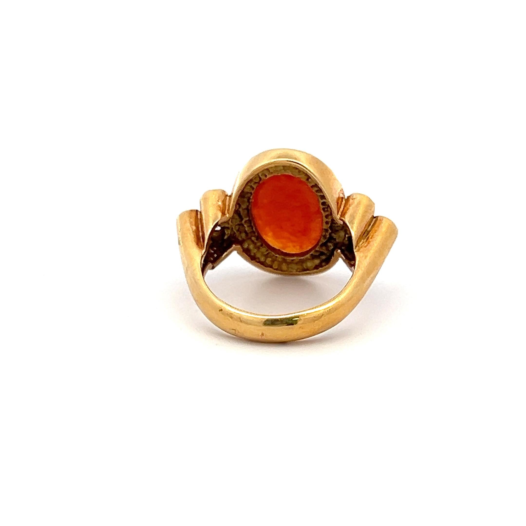 18K YG Cocktail Ring with 0.3 Ct Round Diamonds & 14.4-9.6mm Fire Opal Size 6.25
