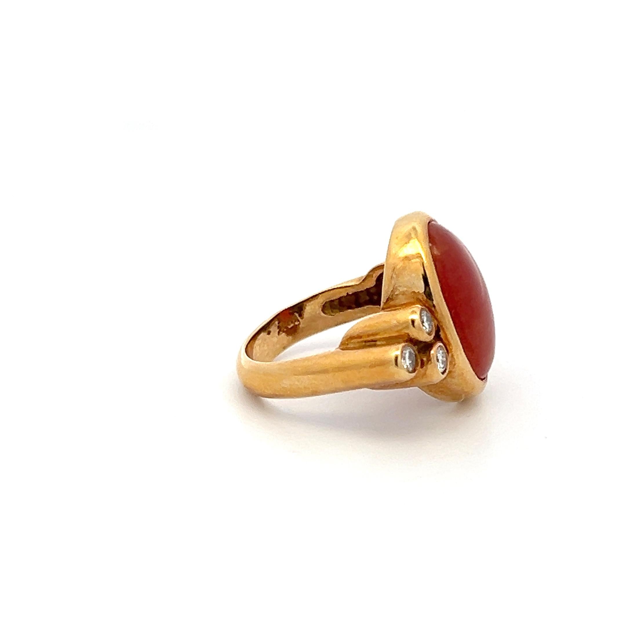 18K YG Cocktail Ring with 0.3 Ct Round Diamonds & 14.4-9.6mm Fire Opal Size 6.25