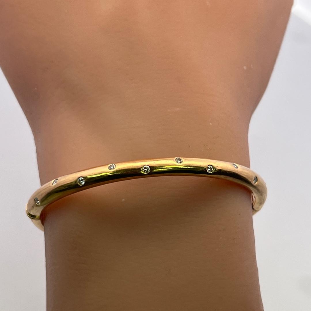 Tiffany & Co 18K Rose Gold Bangle Bracelet with 0.2 Carat Round F VS Diamonds