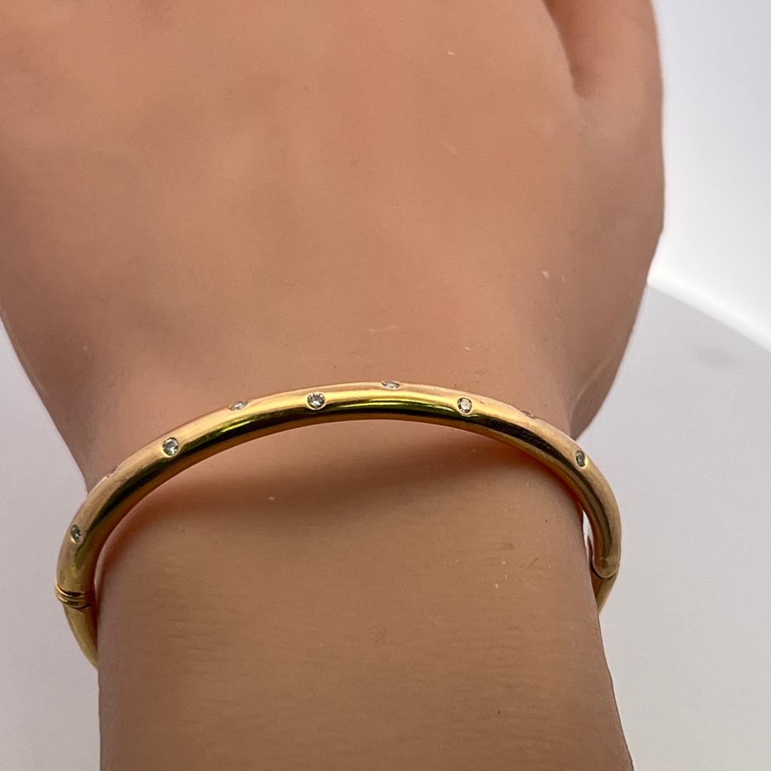 Tiffany & Co 18K Rose Gold Bangle Bracelet with 0.2 Carat Round F VS Diamonds