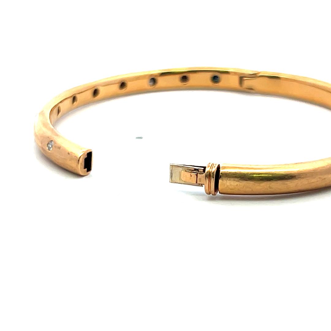 Tiffany & Co 18K Rose Gold Bangle Bracelet with 0.2 Carat Round F VS Diamonds