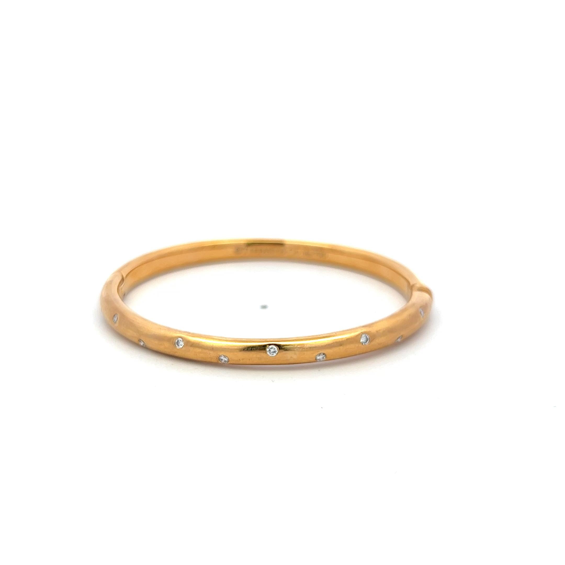 Tiffany & Co 18K Rose Gold Bangle Bracelet with 0.2 Carat Round F VS Diamonds