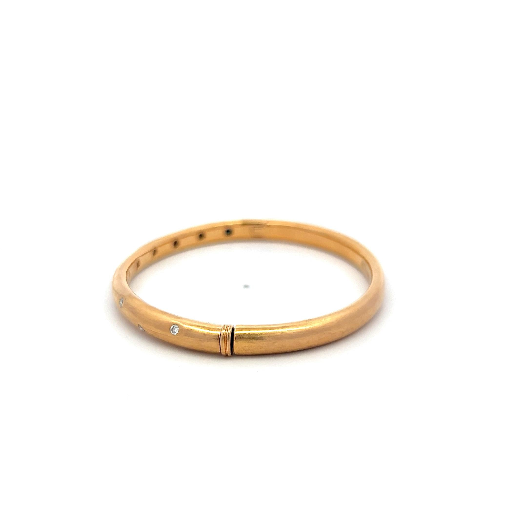 Tiffany & Co 18K Rose Gold Bangle Bracelet with 0.2 Carat Round F VS Diamonds