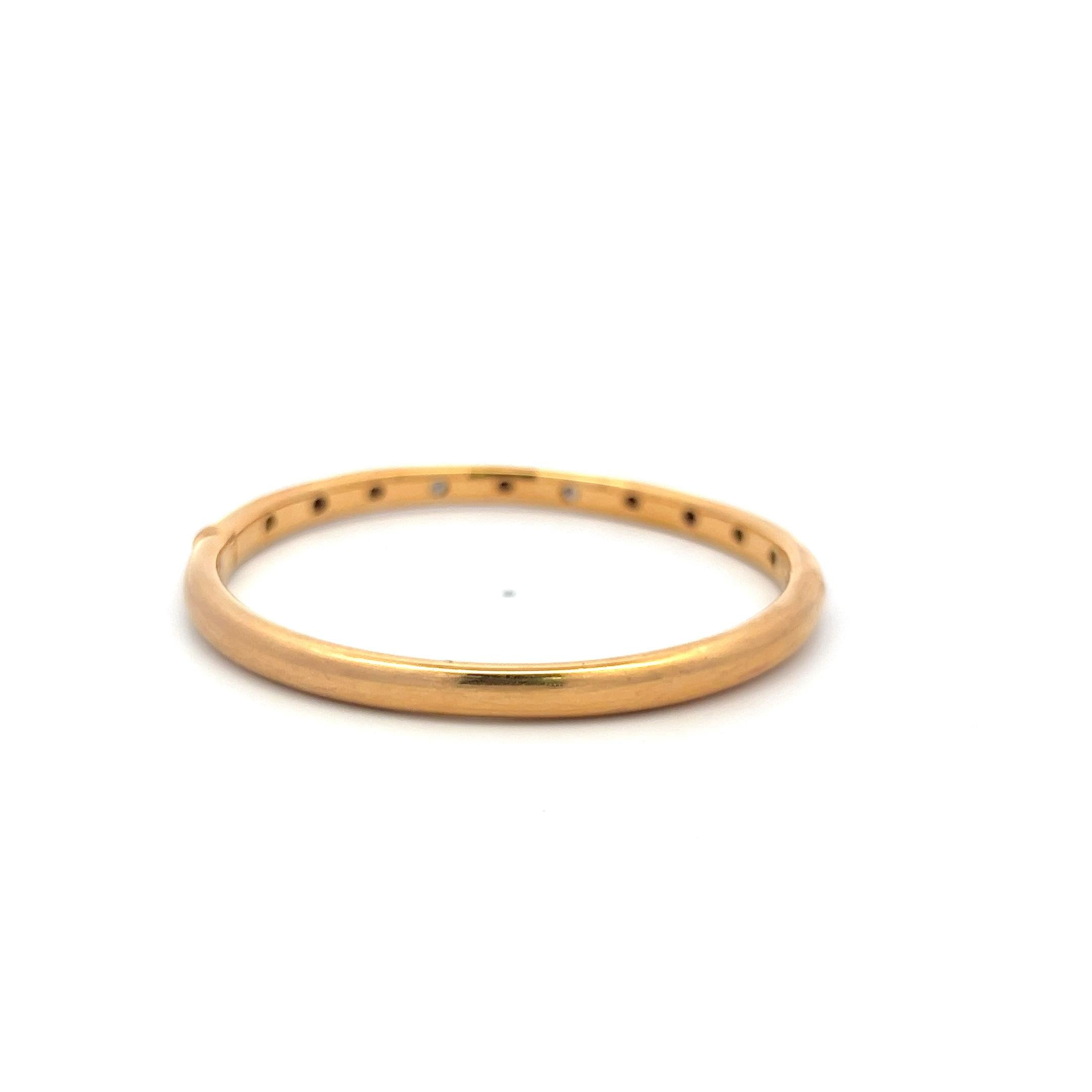 Tiffany & Co 18K Rose Gold Bangle Bracelet with 0.2 Carat Round F VS Diamonds