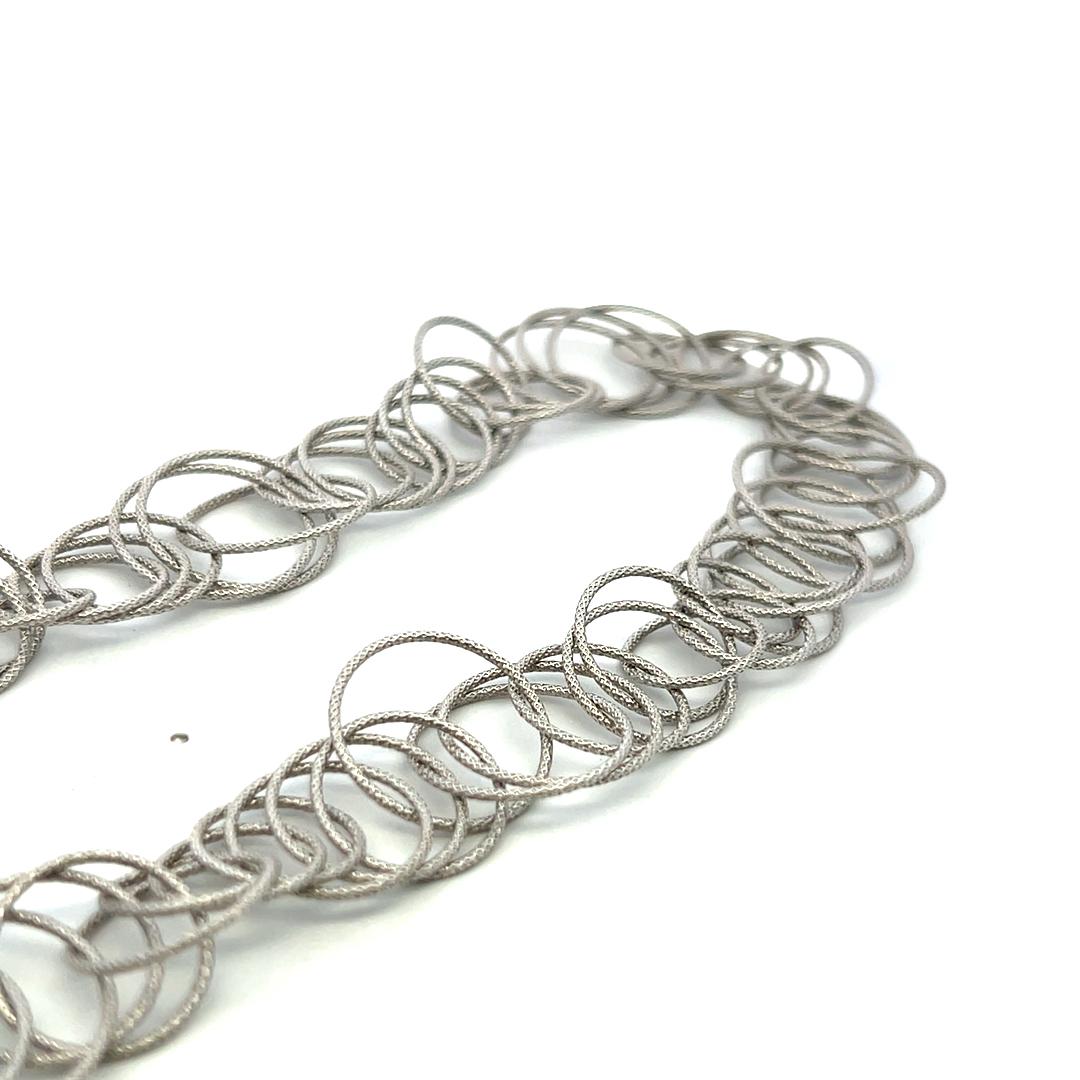 Buccellati Vintage 18K White Gold Link Necklace 110.3 Grams 38 inch