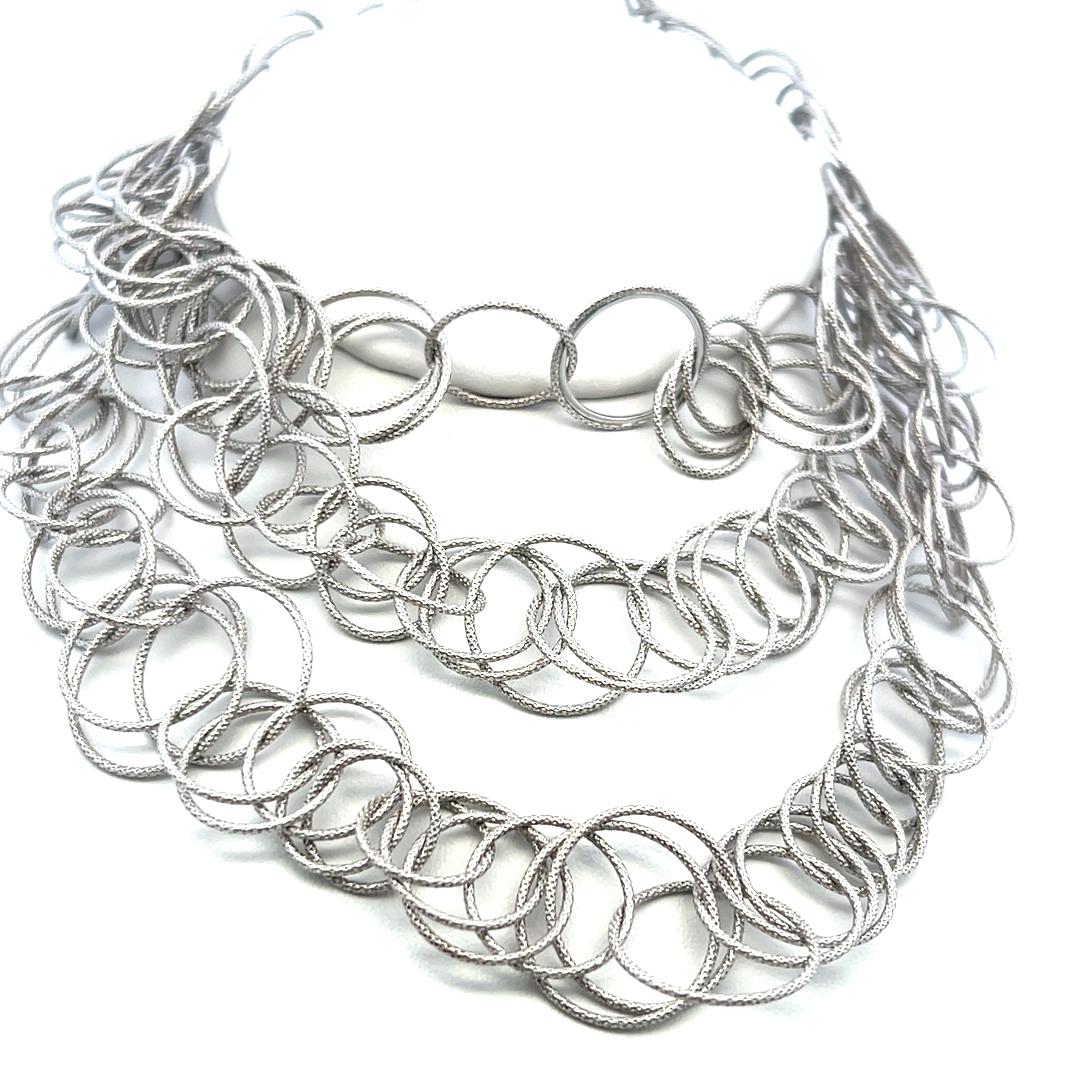 Buccellati Vintage 18K White Gold Link Necklace 110.3 Grams 38 inch