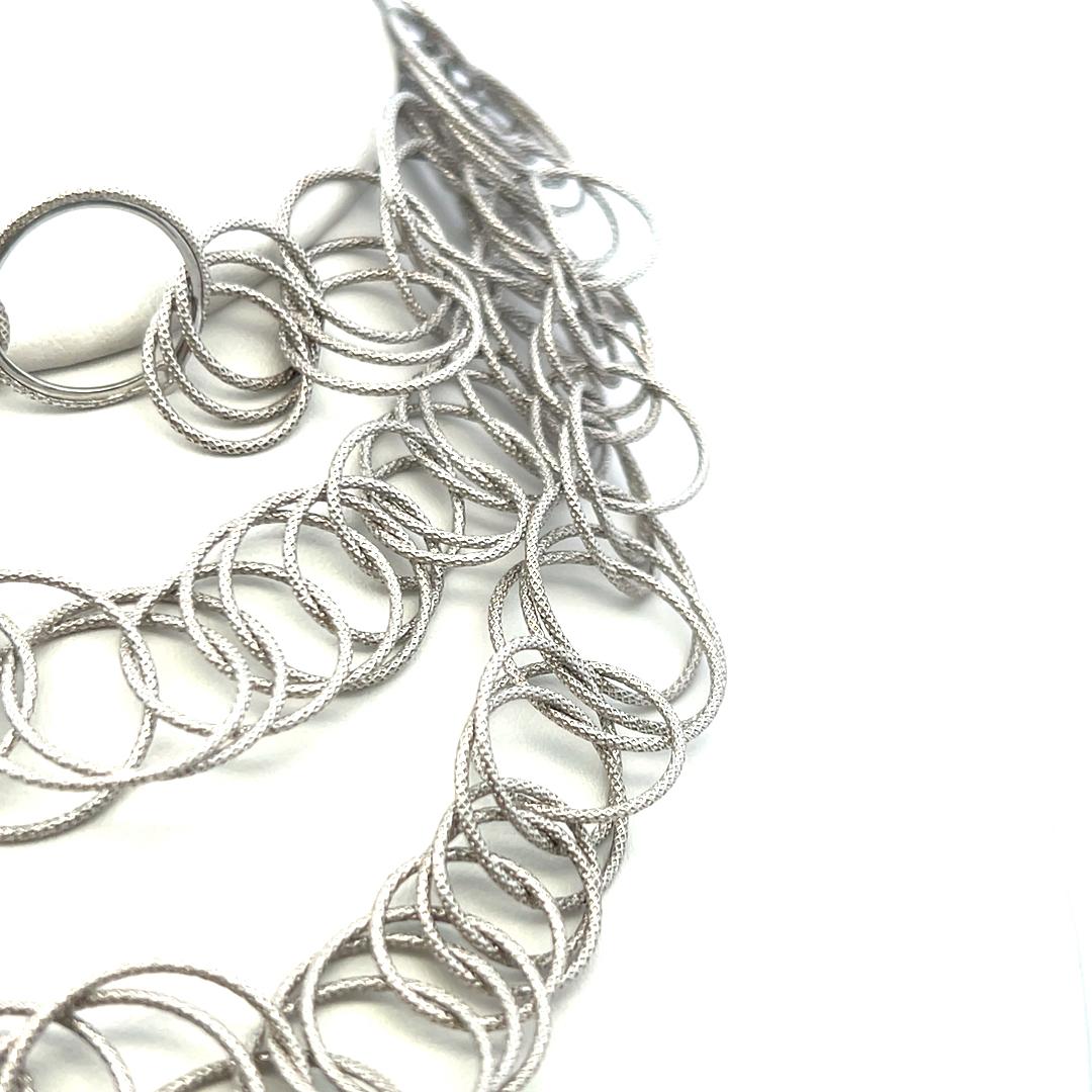 Buccellati Vintage 18K White Gold Link Necklace 110.3 Grams 38 inch