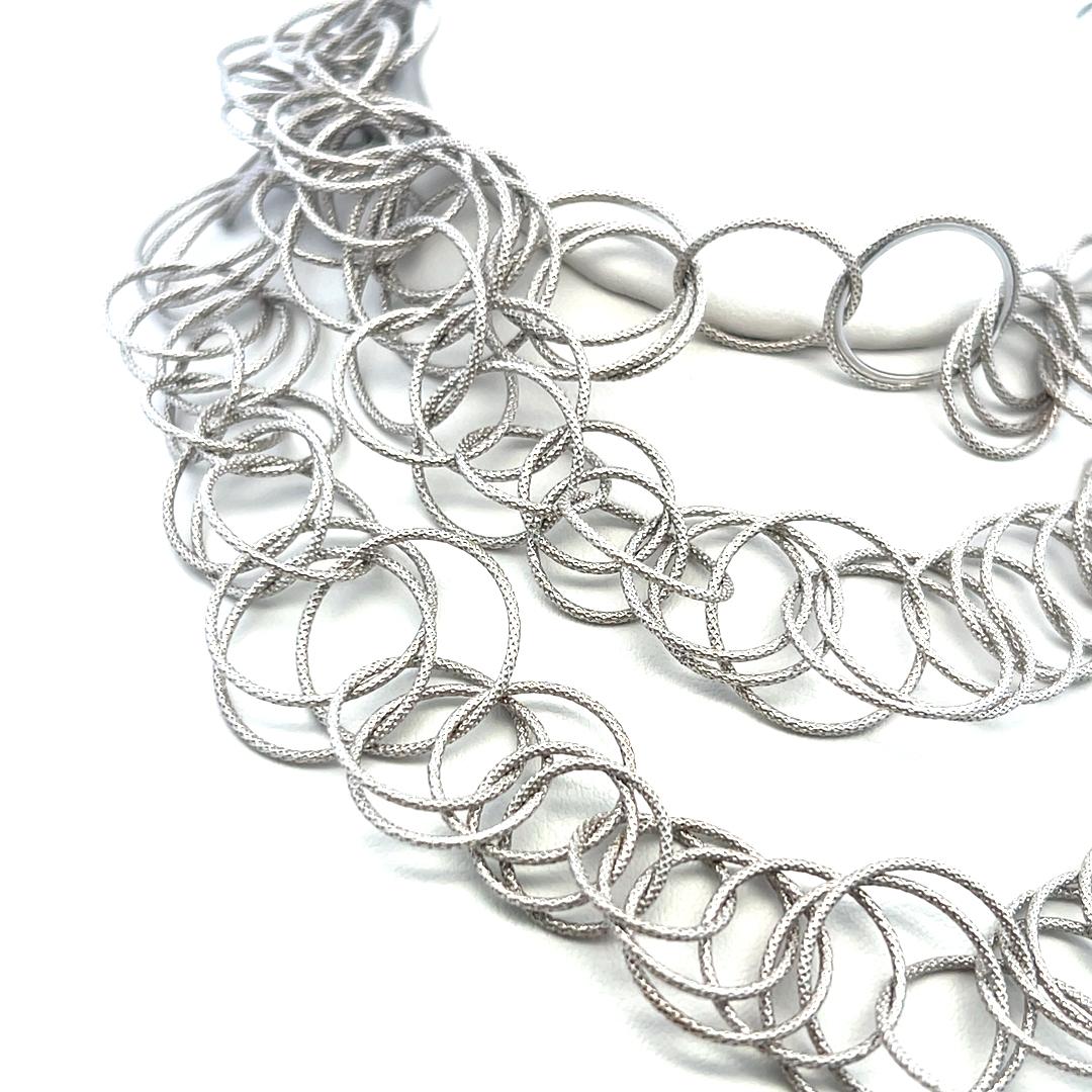 Buccellati Vintage 18K White Gold Link Necklace 110.3 Grams 38 inch