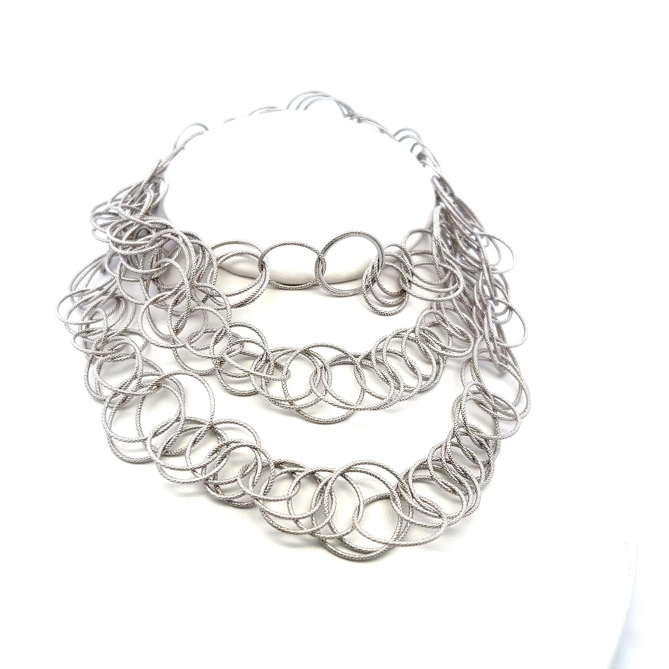 Buccellati Vintage 18K White Gold Link Necklace 110.3 Grams 38 inch