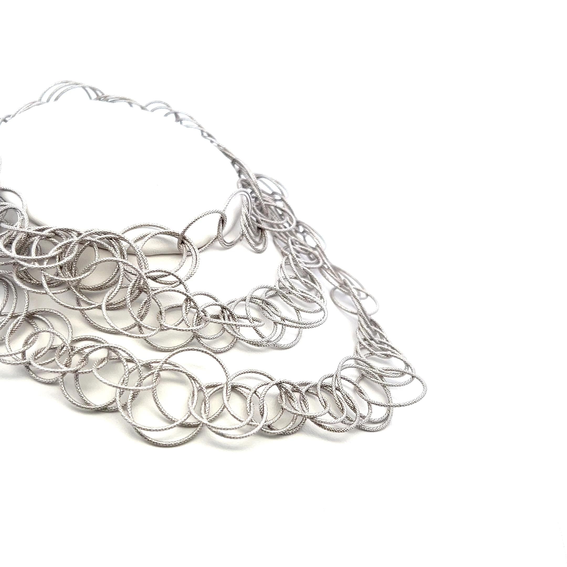 Buccellati Vintage 18K White Gold Link Necklace 110.3 Grams 38 inch