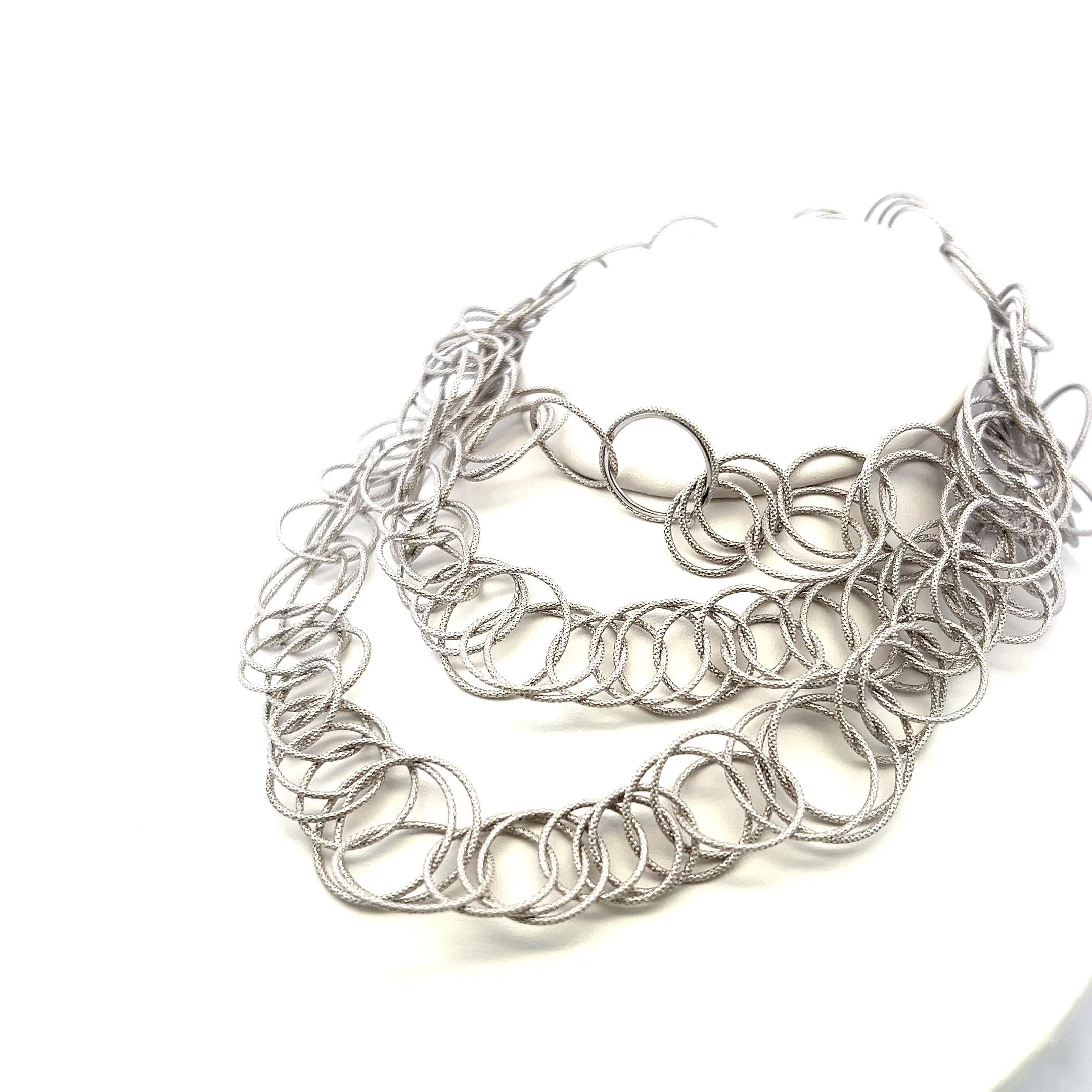 Buccellati Vintage 18K White Gold Link Necklace 110.3 Grams 38 inch