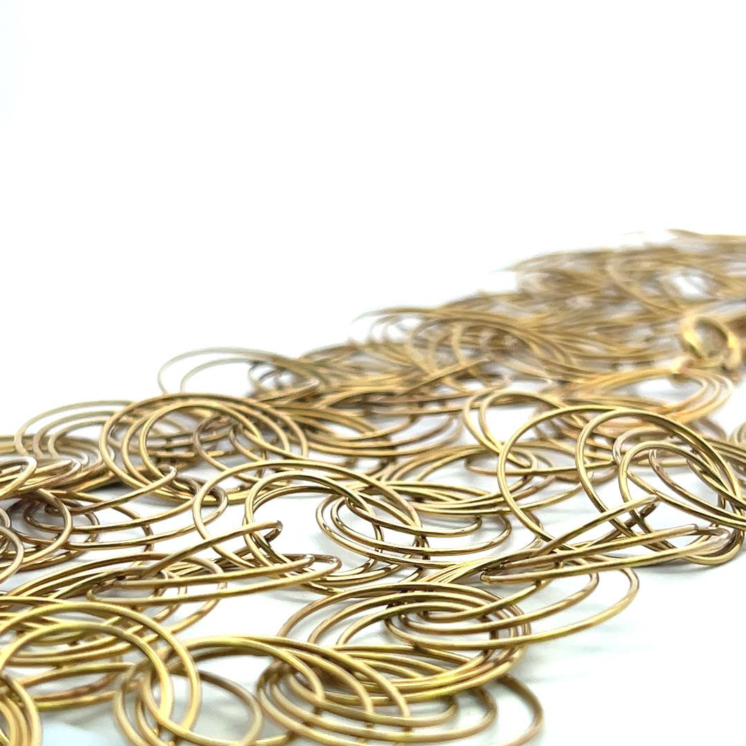 Estate 18 Karat Yellow Gold Circle Link Necklace 99.8 Grams 38 inch long