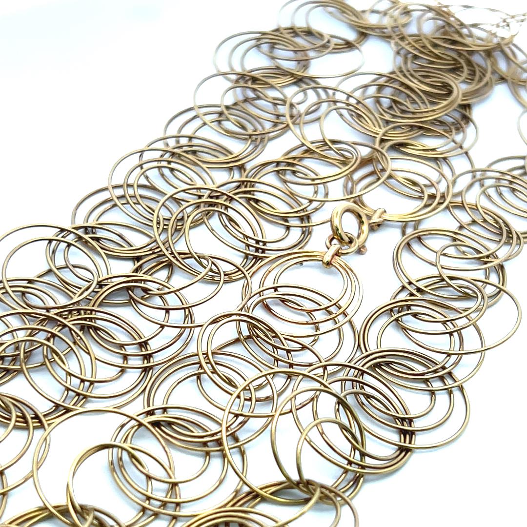 Estate 18 Karat Yellow Gold Circle Link Necklace 99.8 Grams 38 inch long