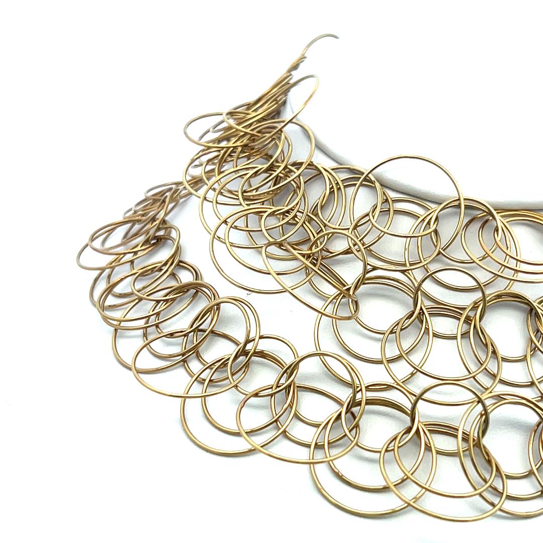 Estate 18 Karat Yellow Gold Circle Link Necklace 99.8 Grams 38 inch long