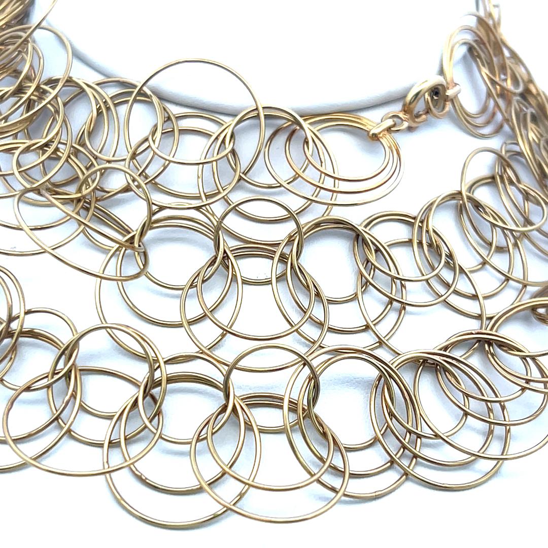 Estate 18 Karat Yellow Gold Circle Link Necklace 99.8 Grams 38 inch long