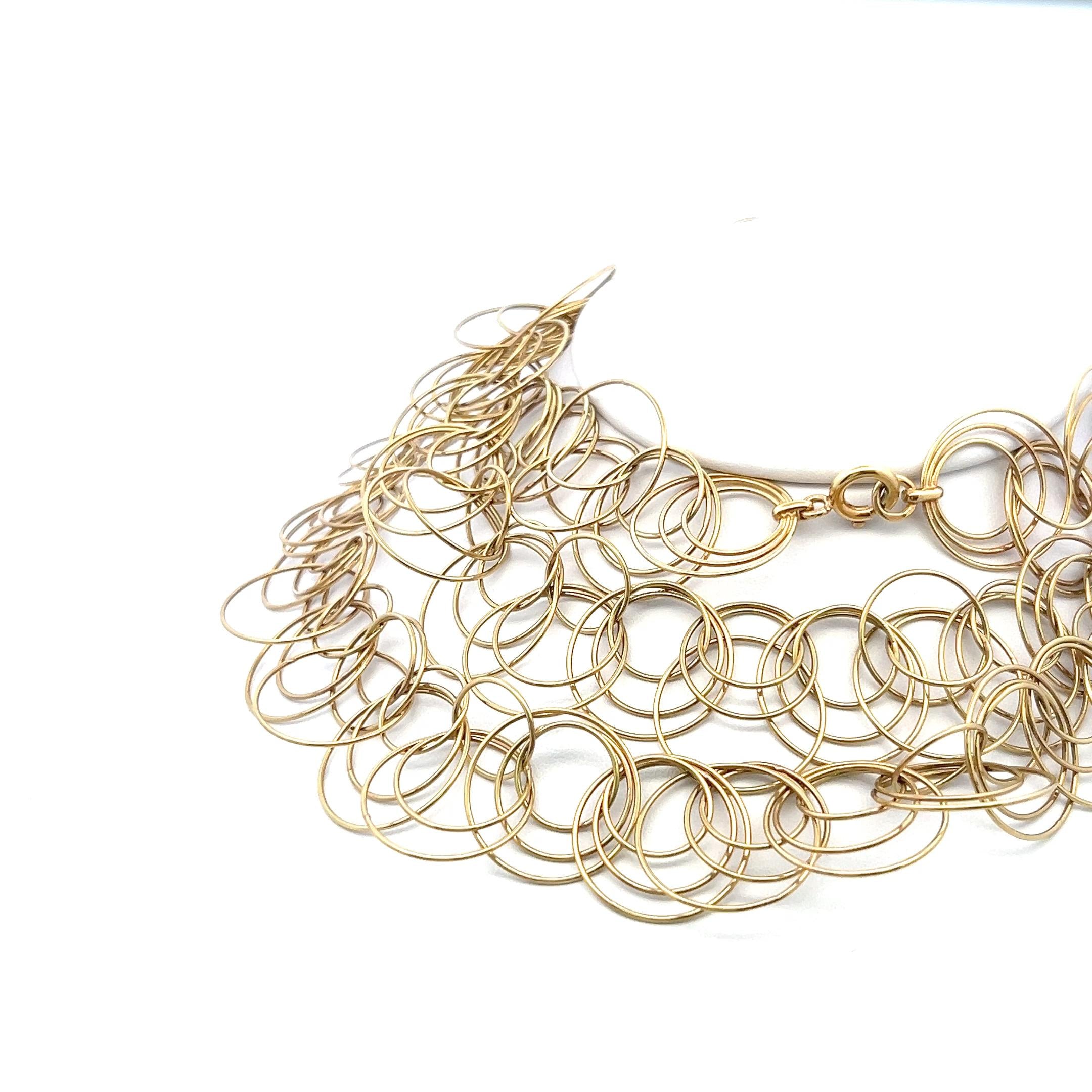 Estate 18 Karat Yellow Gold Circle Link Necklace 99.8 Grams 38 inch long