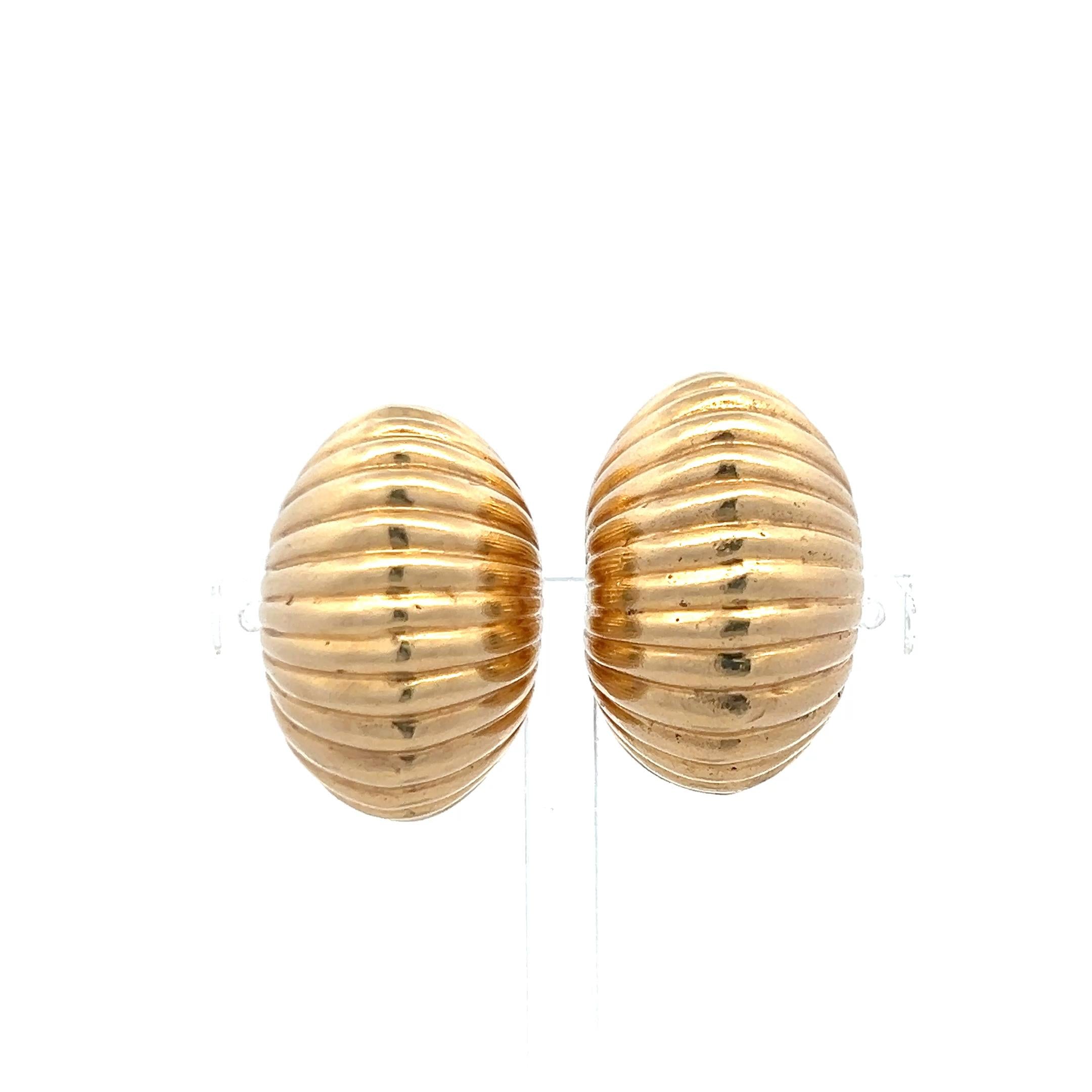 Vintage 14 Karat Yellow Gold Clip On Earrings 1x0.6x0.5 in 25.2g