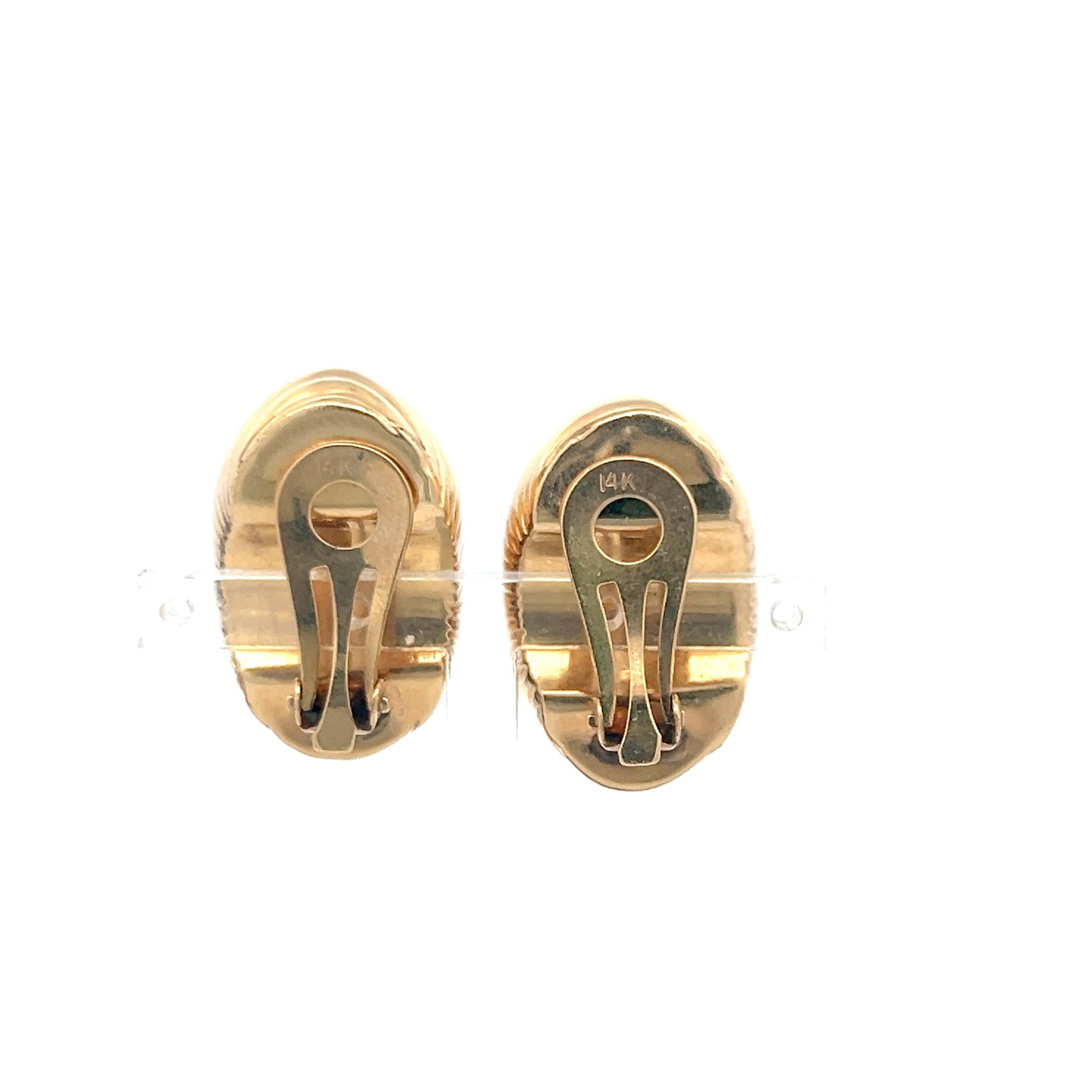 Vintage 14 Karat Yellow Gold Clip On Earrings 1x0.6x0.5 in 25.2g
