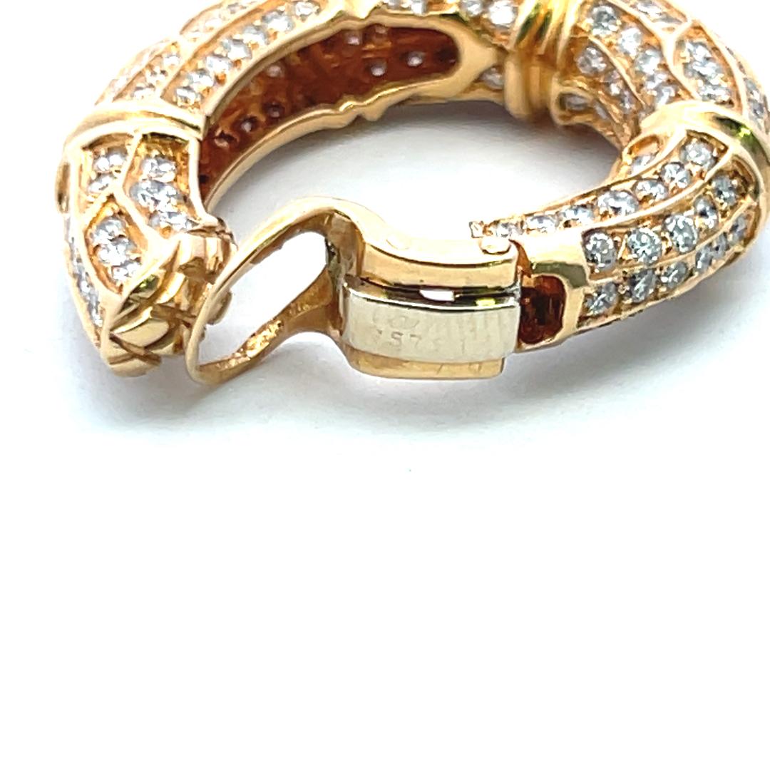 Cartier Vintage 18K Yellow Gold Hoop Earrings with 8 Carat Round F VS Diamonds
