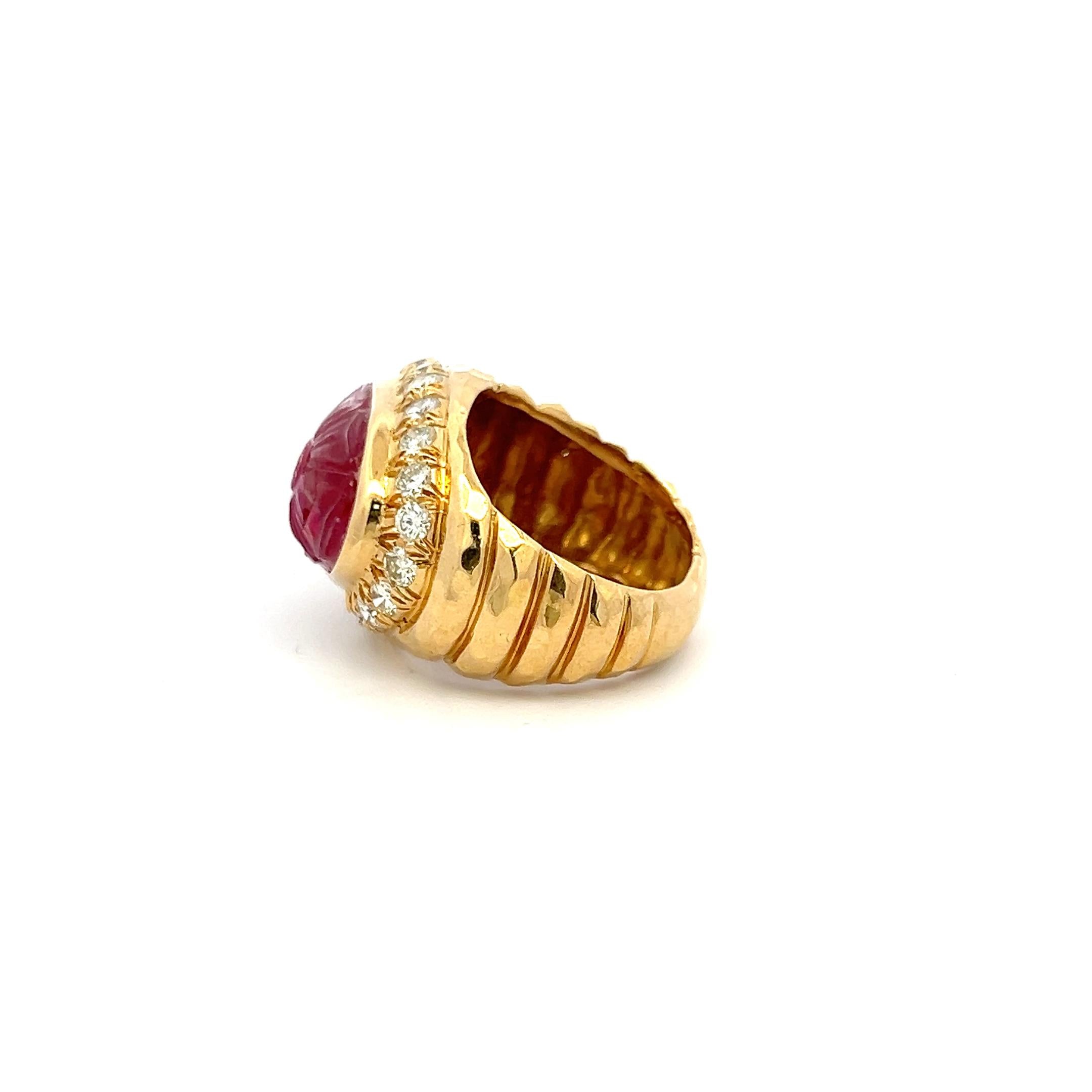 18K YG Cocktail Ring with 1ct Round Diamonds 11.4-17.1mm Tourmaline Size 6.25