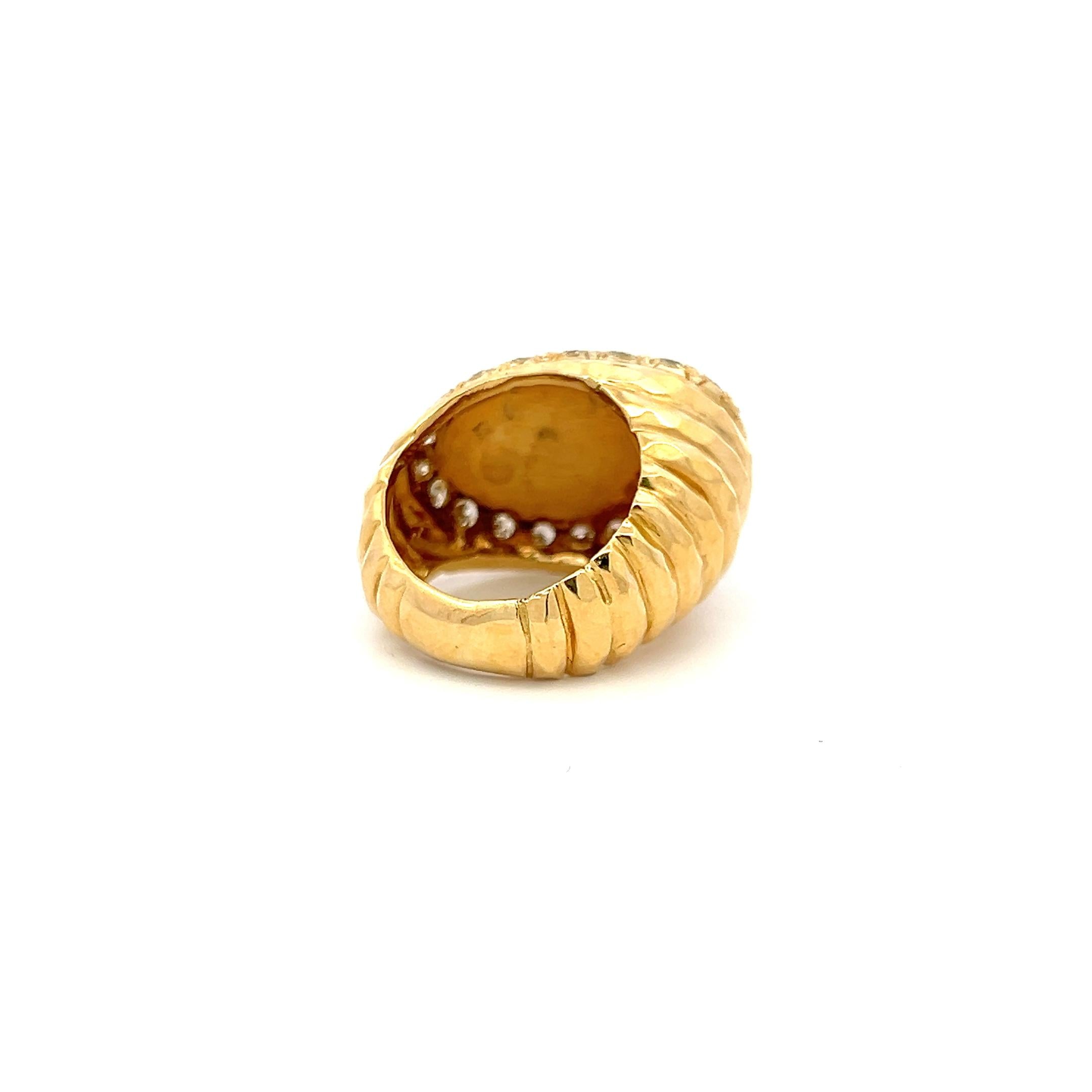 18K YG Cocktail Ring with 1ct Round Diamonds 11.4-17.1mm Tourmaline Size 6.25
