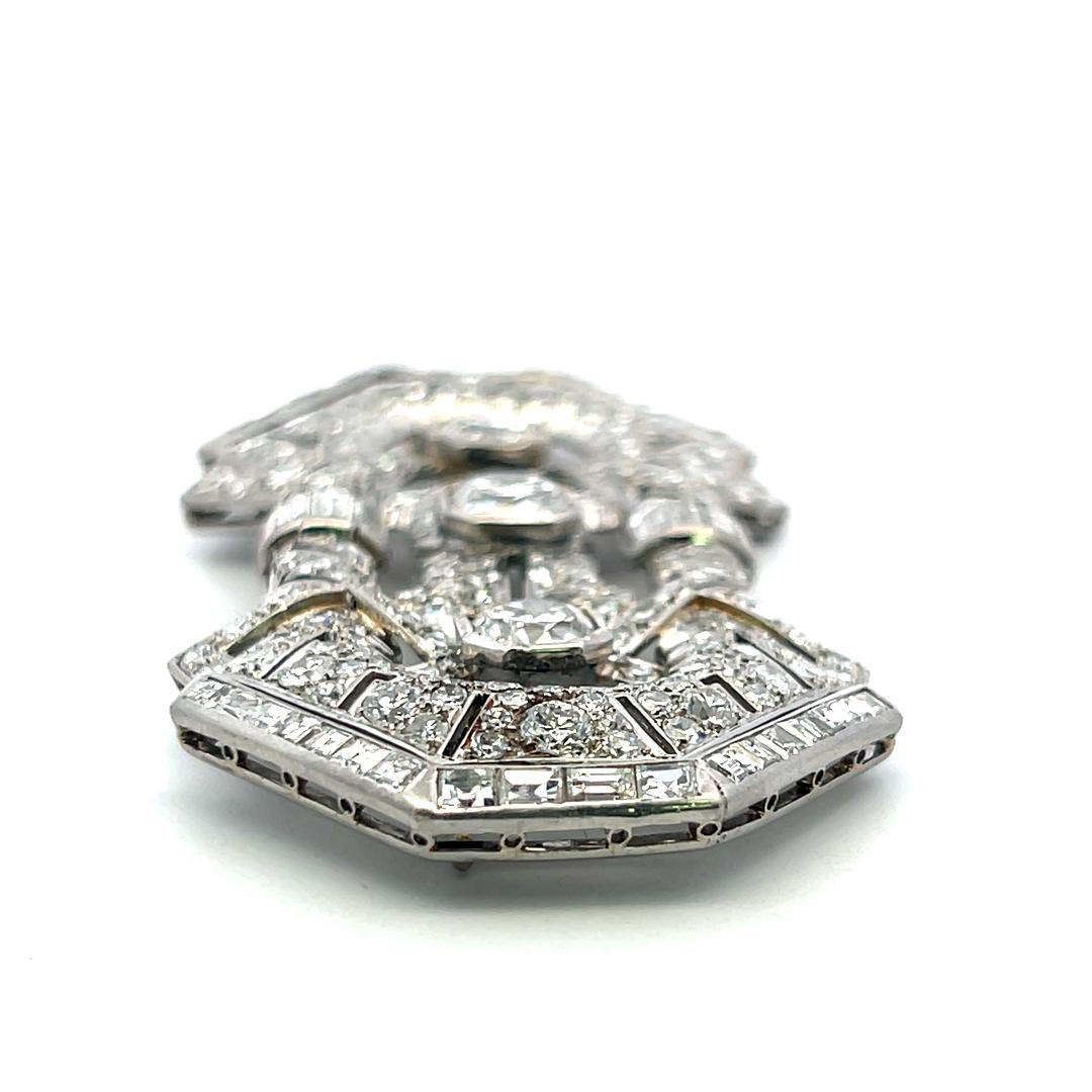 Vintage Platinum Pin Brooch with 15 Carat Mixed Cut G SI Diamonds 28.2 Grams