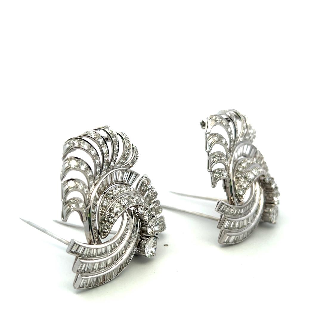 Vintage Platinum Pin Brooch with 35 Carat Mixed Shape G-SI Diamonds