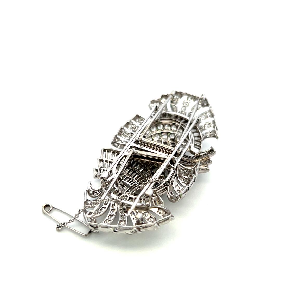 Vintage Platinum Pin Brooch with 35 Carat Mixed Shape G-SI Diamonds