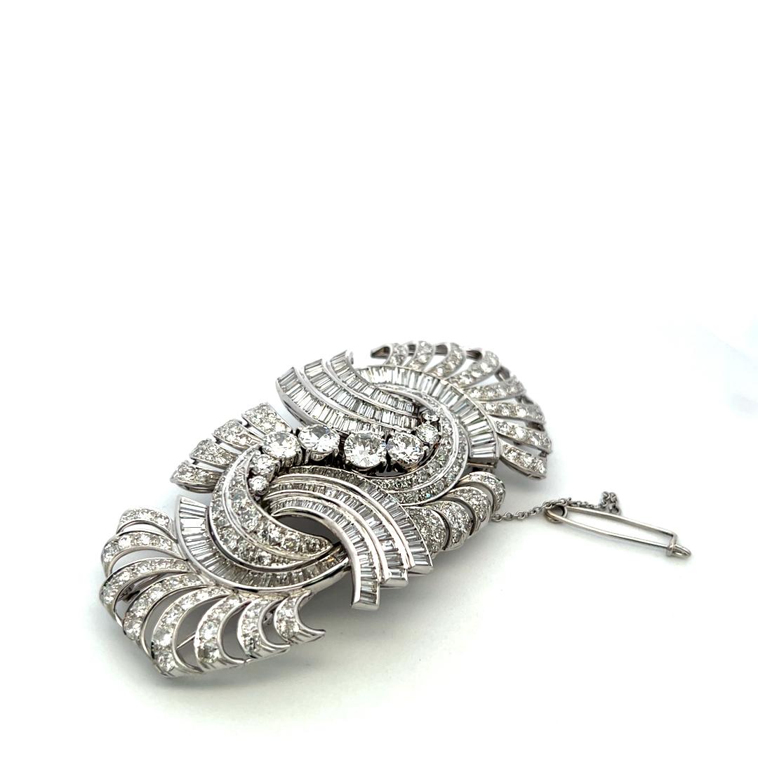 Vintage Platinum Pin Brooch with 35 Carat Mixed Shape G-SI Diamonds